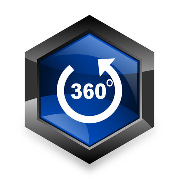 panorama blue hexagon 3d modern design icon on white background
