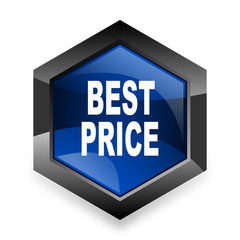 best price blue hexagon 3d modern design icon on white background