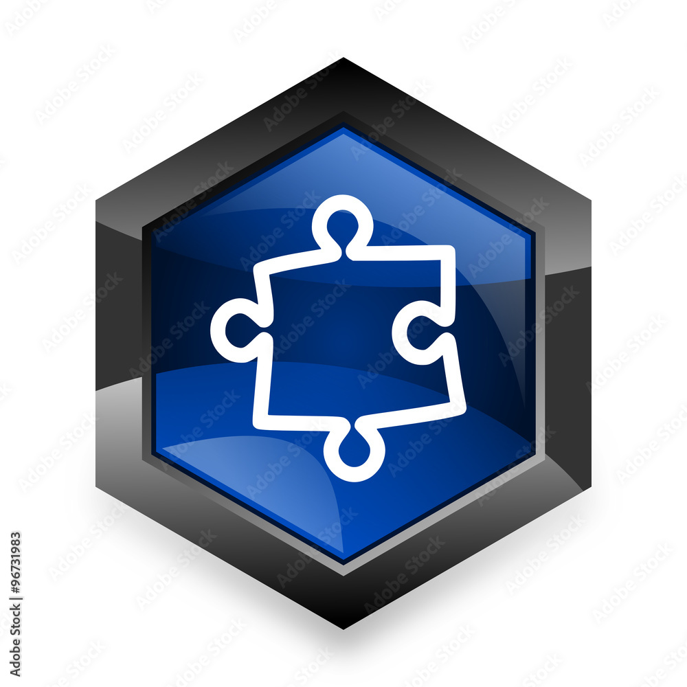 Aufkleber puzzle blue hexagon 3d modern design icon on white background