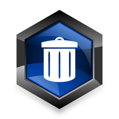 recycle blue hexagon 3d modern design icon on white background