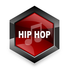 hip hop red hexagon 3d modern design icon on white background