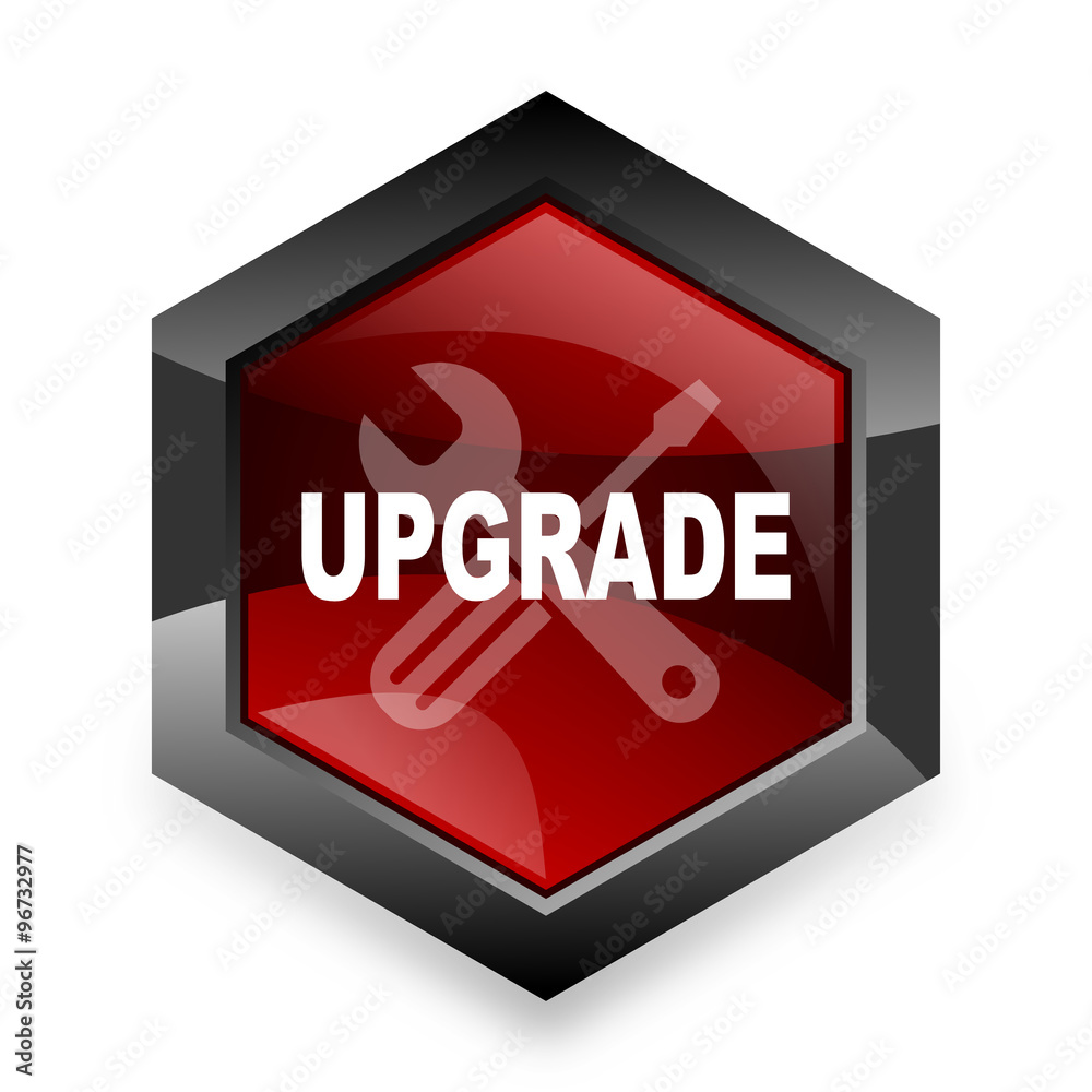 Aufkleber upgrade red hexagon 3d modern design icon on white background