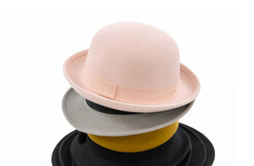 stacked fedora hat isolated 
