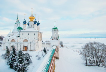 Monastery in Rostov Veliky on a winter evening