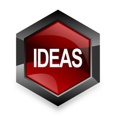 ideas red hexagon 3d modern design icon on white background