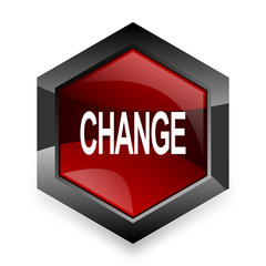 change red hexagon 3d modern design icon on white background