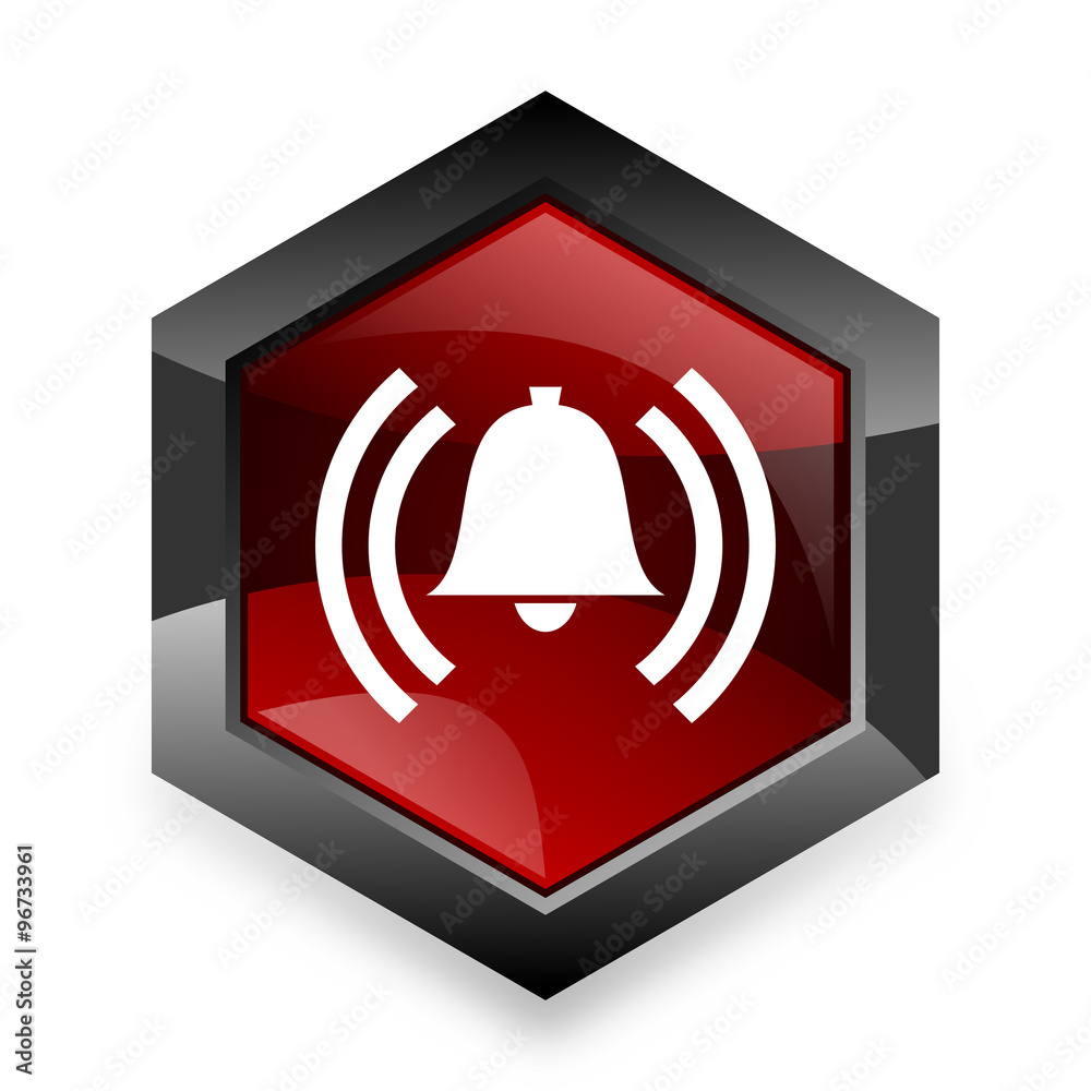 Aufkleber alarm red hexagon 3d modern design icon on white background