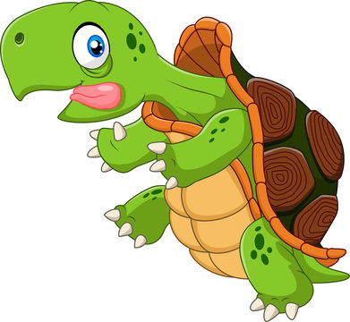 Cartoon funny turtle running
