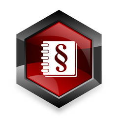law red hexagon 3d modern design icon on white background