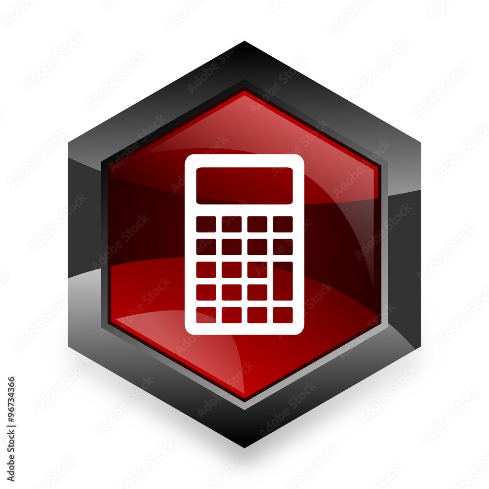 Aufkleber calculator red hexagon 3d modern design icon on white background