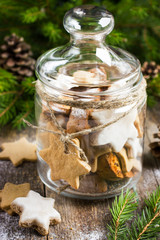 Christmas cookies in glass jar