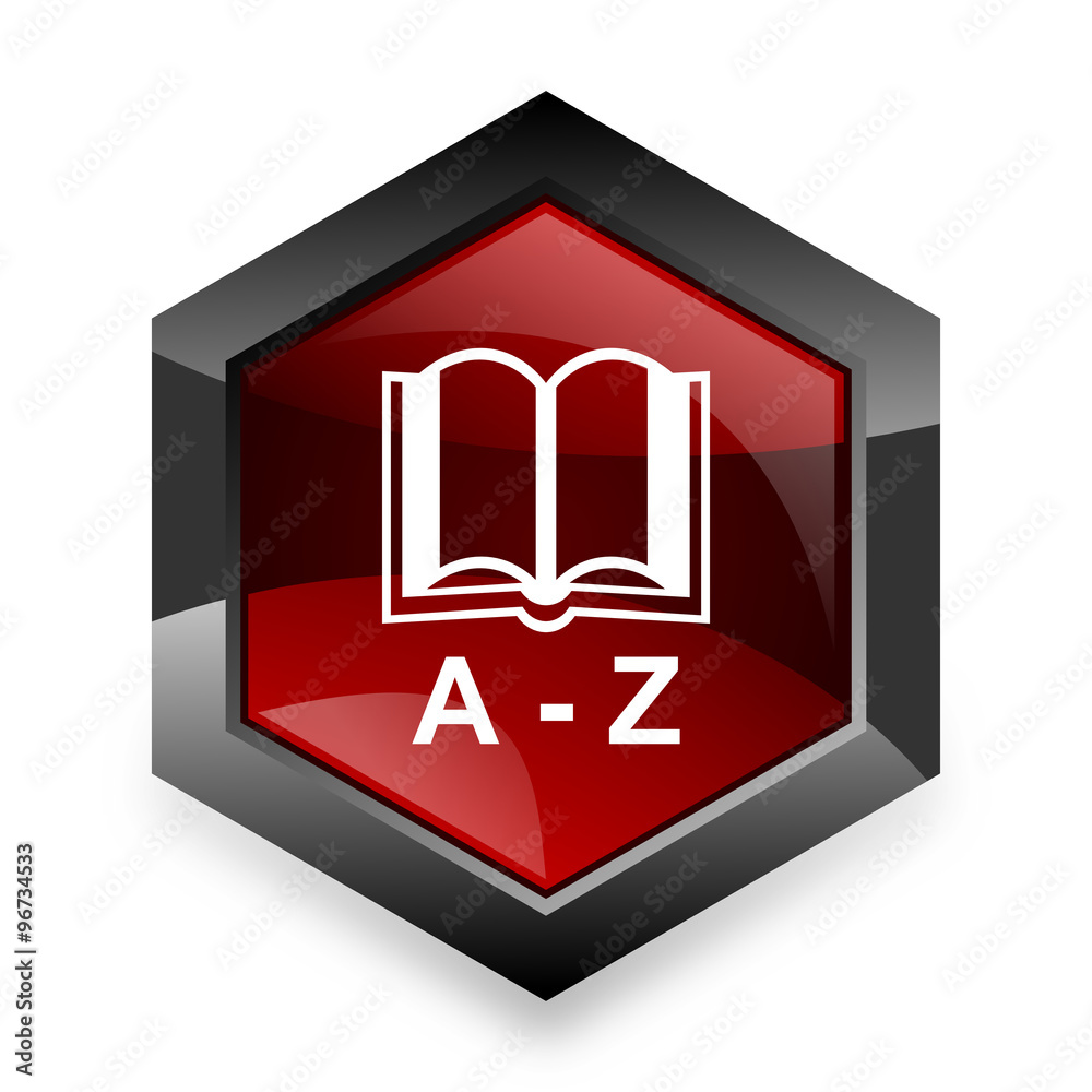 Poster dictionary red hexagon 3d modern design icon on white background
