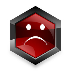 cry red hexagon 3d modern design icon on white background