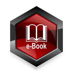 book red hexagon 3d modern design icon on white background