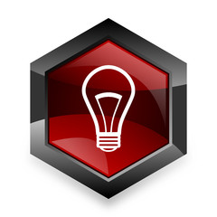 bulb red hexagon 3d modern design icon on white background