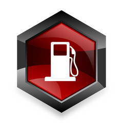 petrol red hexagon 3d modern design icon on white background