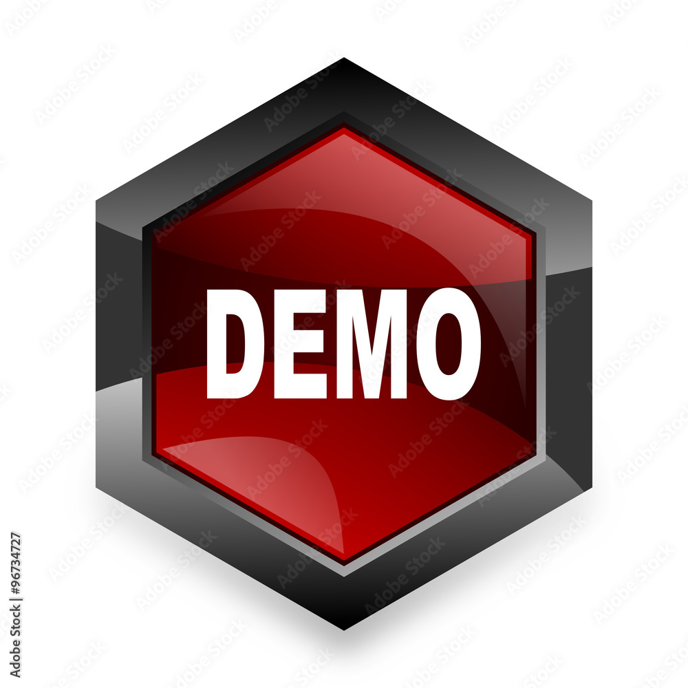Aufkleber demo red hexagon 3d modern design icon on white background