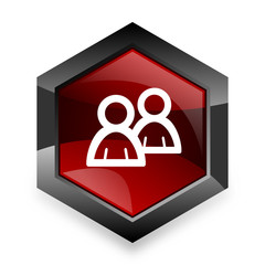 forum red hexagon 3d modern design icon on white background