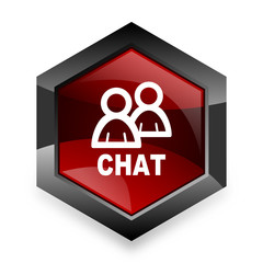 chat red hexagon 3d modern design icon on white background