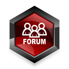 forum red hexagon 3d modern design icon on white background