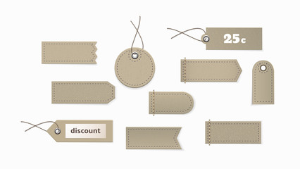 Cardboard tags of different shapes.