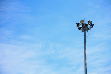 light pole tower with blue sky