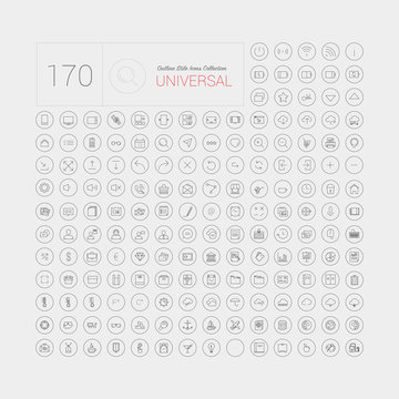 Set of 170 universal modern thin line icons for web and mobile