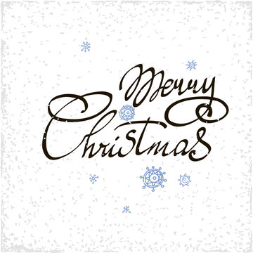 Merry Christmas hand lettering isolated on white background. Vector image.