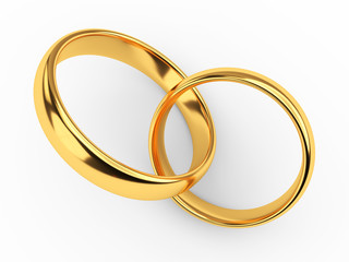 Connected gold wedding rings