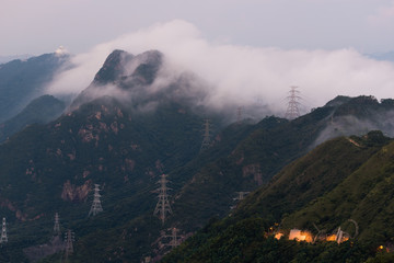 Cityscape of Hong Kong as viewed atop Kowloon Peak with Hong kong and Kowloon below