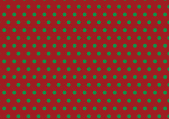 green polka dot on red background