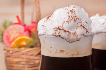 Irish coffee on christmas background