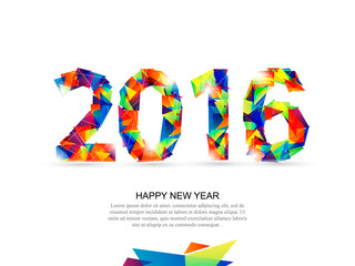 Happy New Year 2016, vector geometrical illustration.