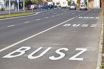 Bus lane on the city street