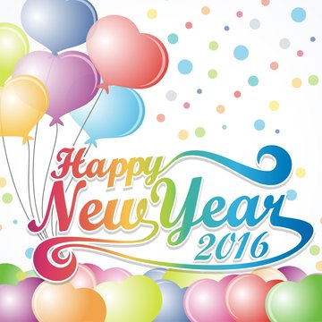 Greeting Card of Happy New Year 2016 Balloon Design Illustration