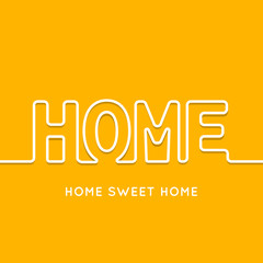 Home icon with shadow in orange background. illustration