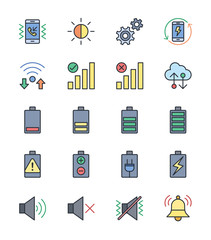 Obraz premium Mobile Phone Notification icons, Color set - Vector Illustration