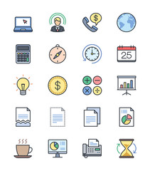Business & Office icons, Color set 2 - Vector Illustration
