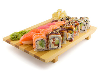 Water color sushi set on a gete isolated on white background