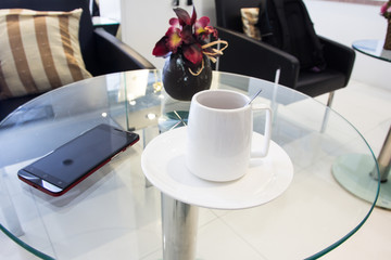 Coffee cup in coffee shop