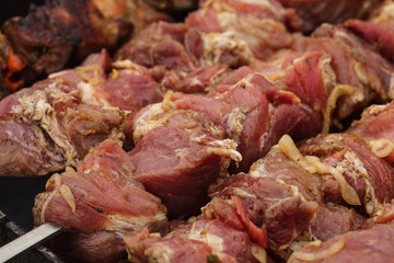 Raw Shashlik closeup