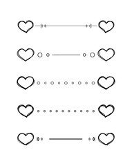 Heart dividers scribble vector borders