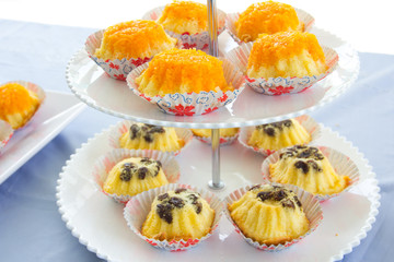 Delicious cupcake on plate