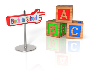 Back to School Sign with ABC Wooden Cubes