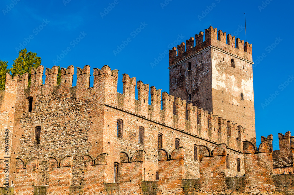 Wall mural Walls of Castelvecchio fortress in Verona - Italy