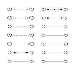 Heart dividers scribble vector borders