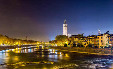 Fototapeta premium Verona over the Adige river - Italy, Veneto