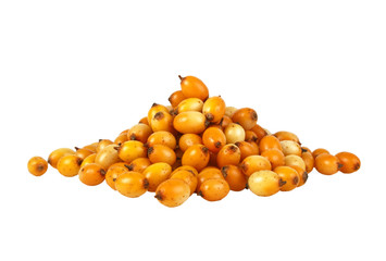 Sea buckthorn berries isolated on white background