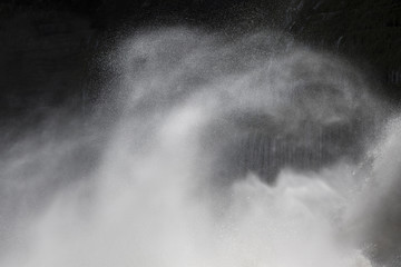 Detailed flowing water from waterfalls, Canaima National Park, Venezuela, South America 2015