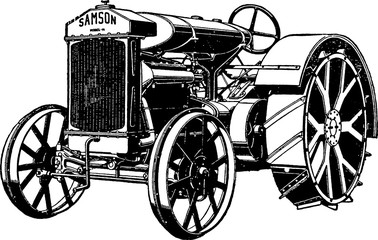 Fototapeta na wymiar Vintage drawing tractor